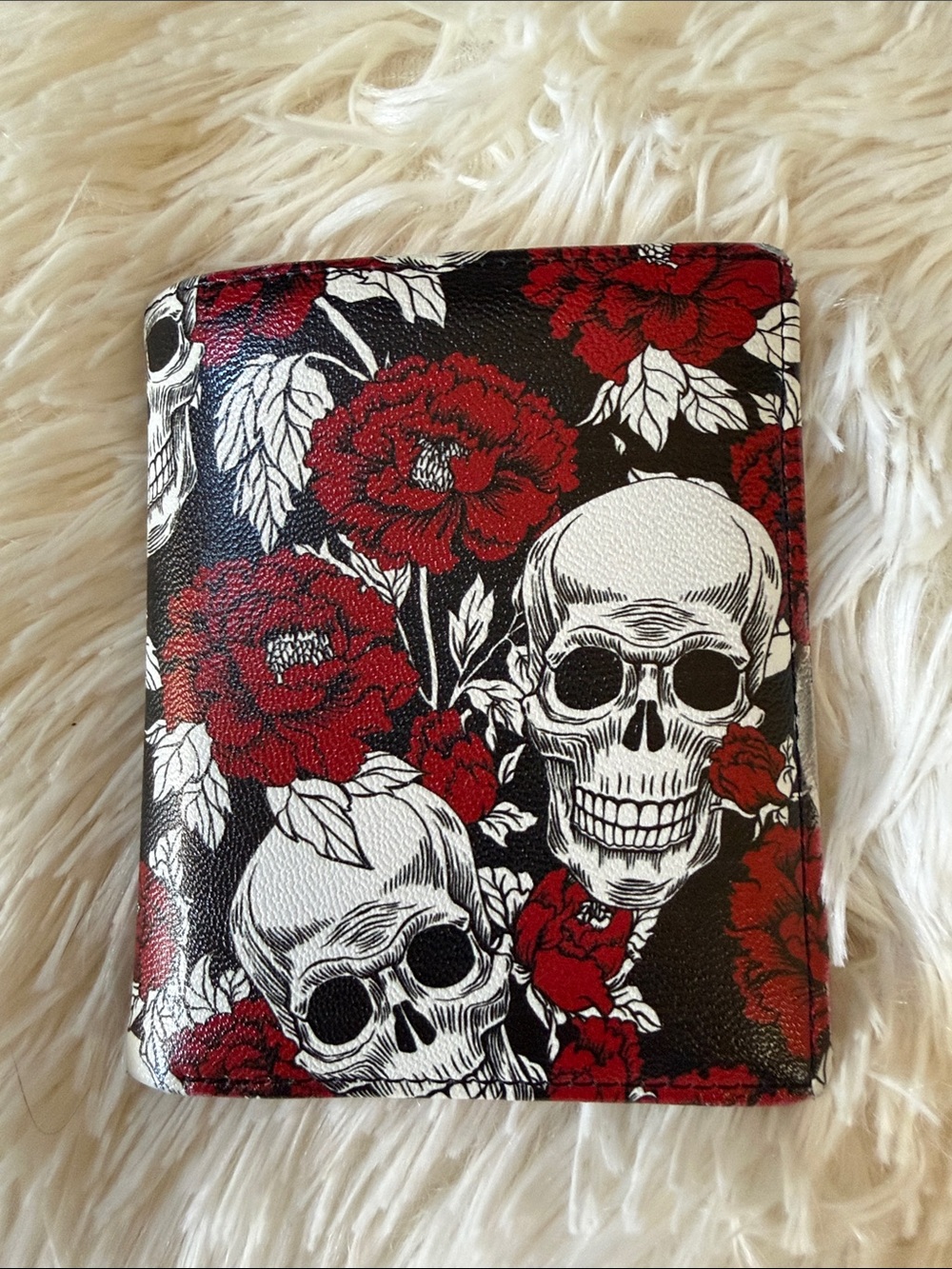Skull & Red Rose Printed Wallet